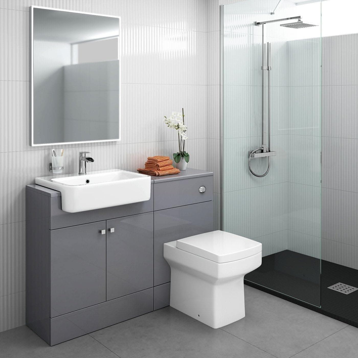 Harper 2 Door Floorstanding Vanity Unit With Semi Recessed Basin - 660mm x 800mm