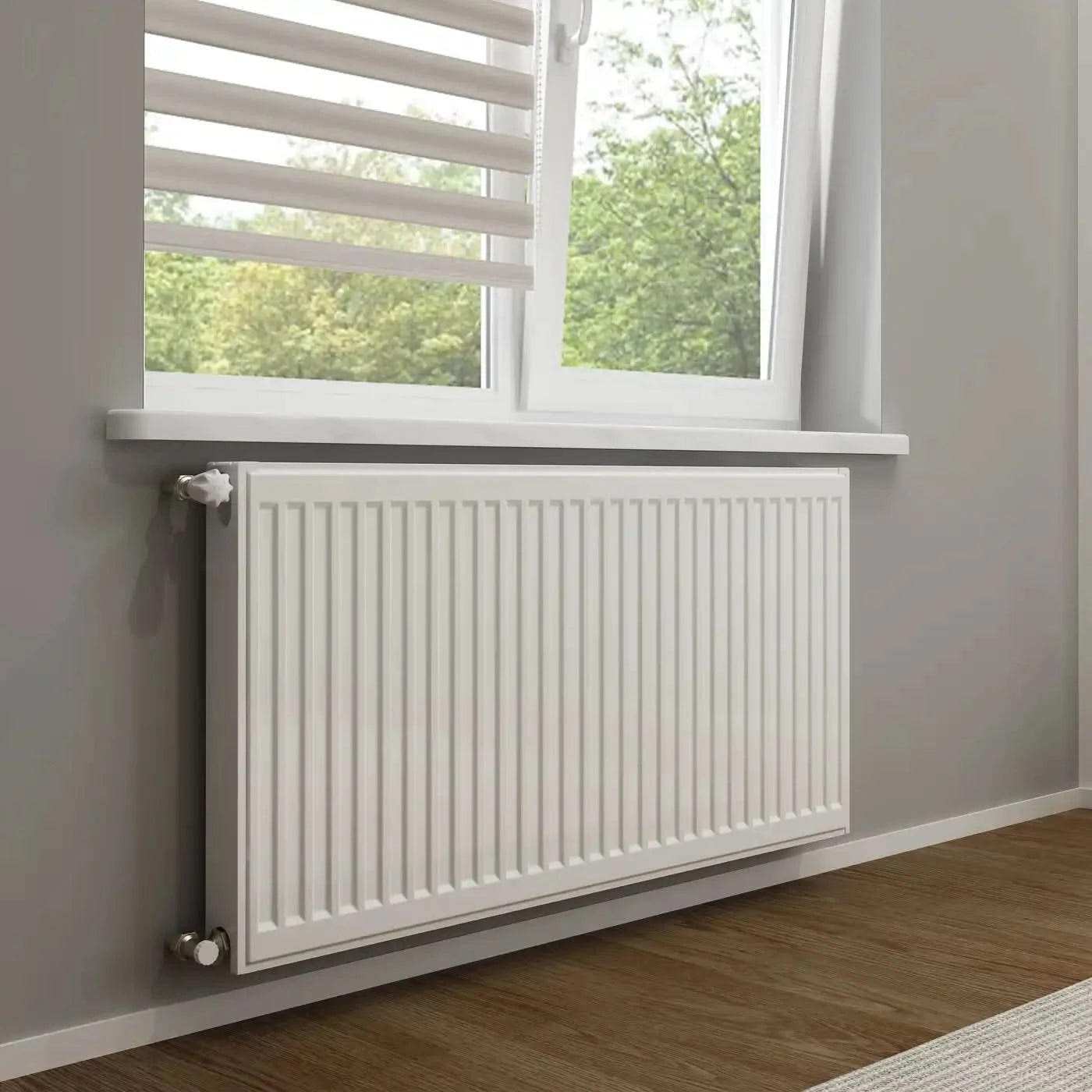 iBathUK Haven Type 22 Panel Radiator with Thermostatic Radiator Valves - White - Various Size Options