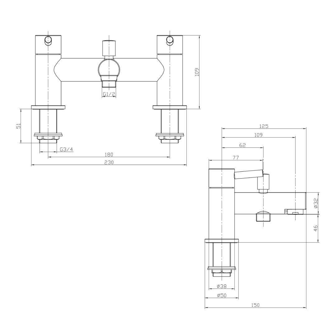Delta Round Bath Shower Mixer Tap