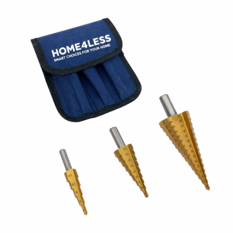 VeeBath 3 Piece Titanium Step Drill Bit Set