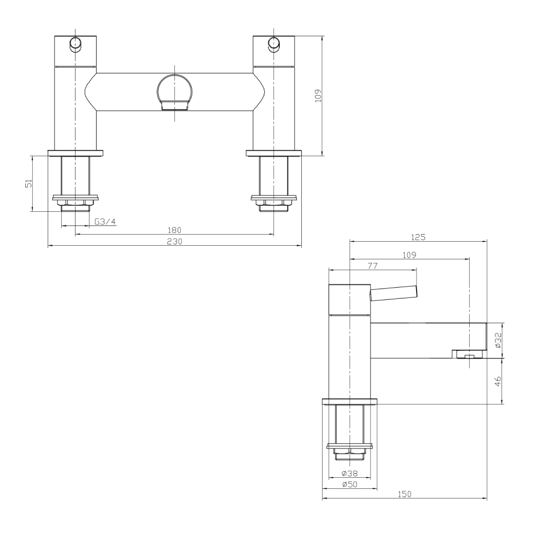 Delta Round Bath Filler Mixer Tap