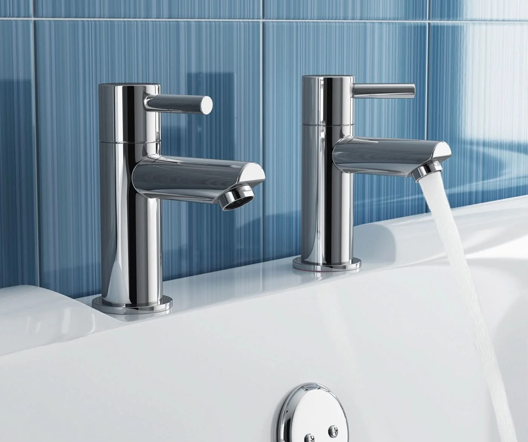 Delta Pair of Hot & Cold Bath Filler Tap - Chrome
