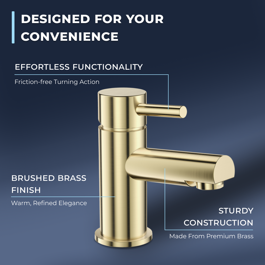 Delta Round Lever Mono Basin Mixer Tap with Push Button Waste