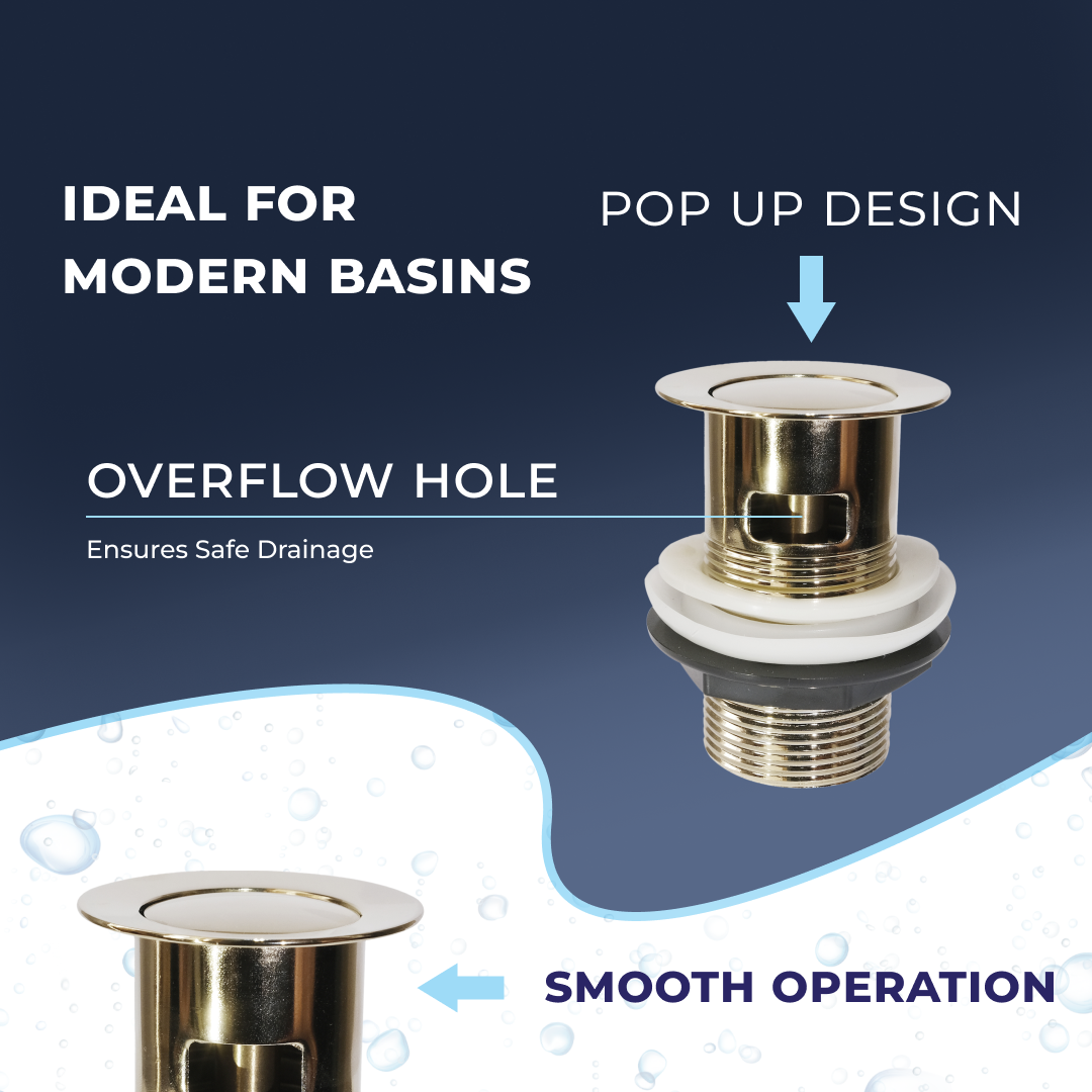 Delta Round Lever Mono Basin Mixer Tap with Push Button Waste