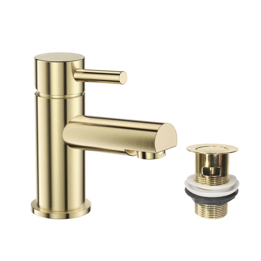 Delta Round Lever Mono Basin Mixer Tap with Push Button Waste