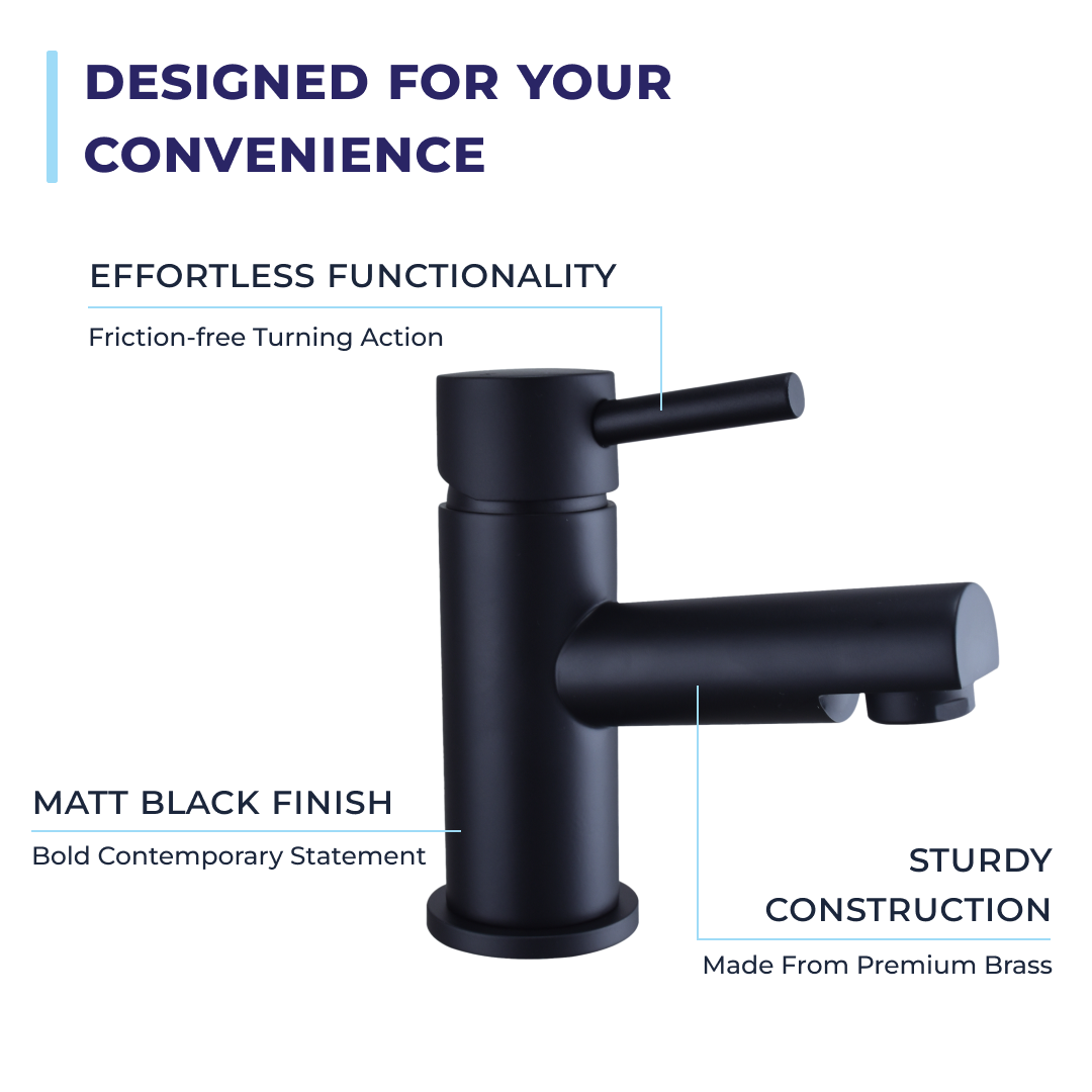 Delta Round Lever Mono Basin Mixer Tap with Push Button Waste