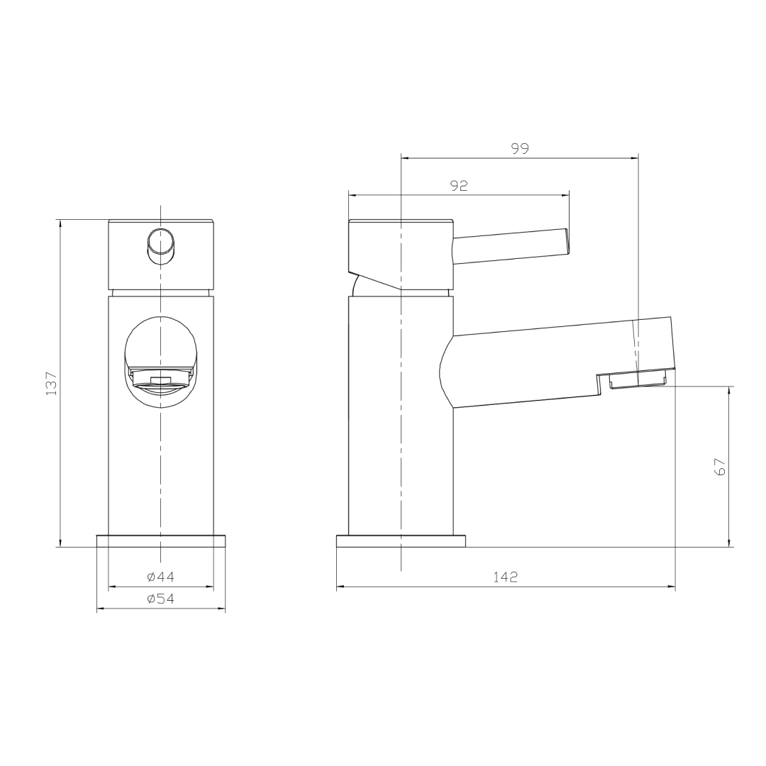 Delta Round Lever Mono Basin Mixer Tap with Push Button Waste