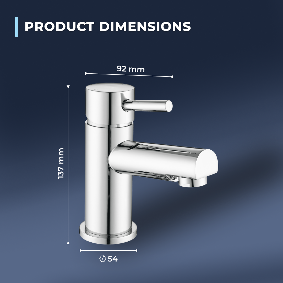 Delta Round Lever Mono Basin Mixer Tap with Push Button Waste