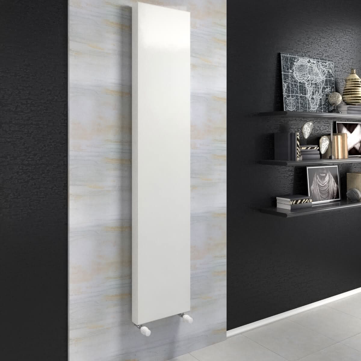 iBathUK Vertical Air Type 20 Panel Radiator with Thermostatic Radiator Valves - White - Various Size Options