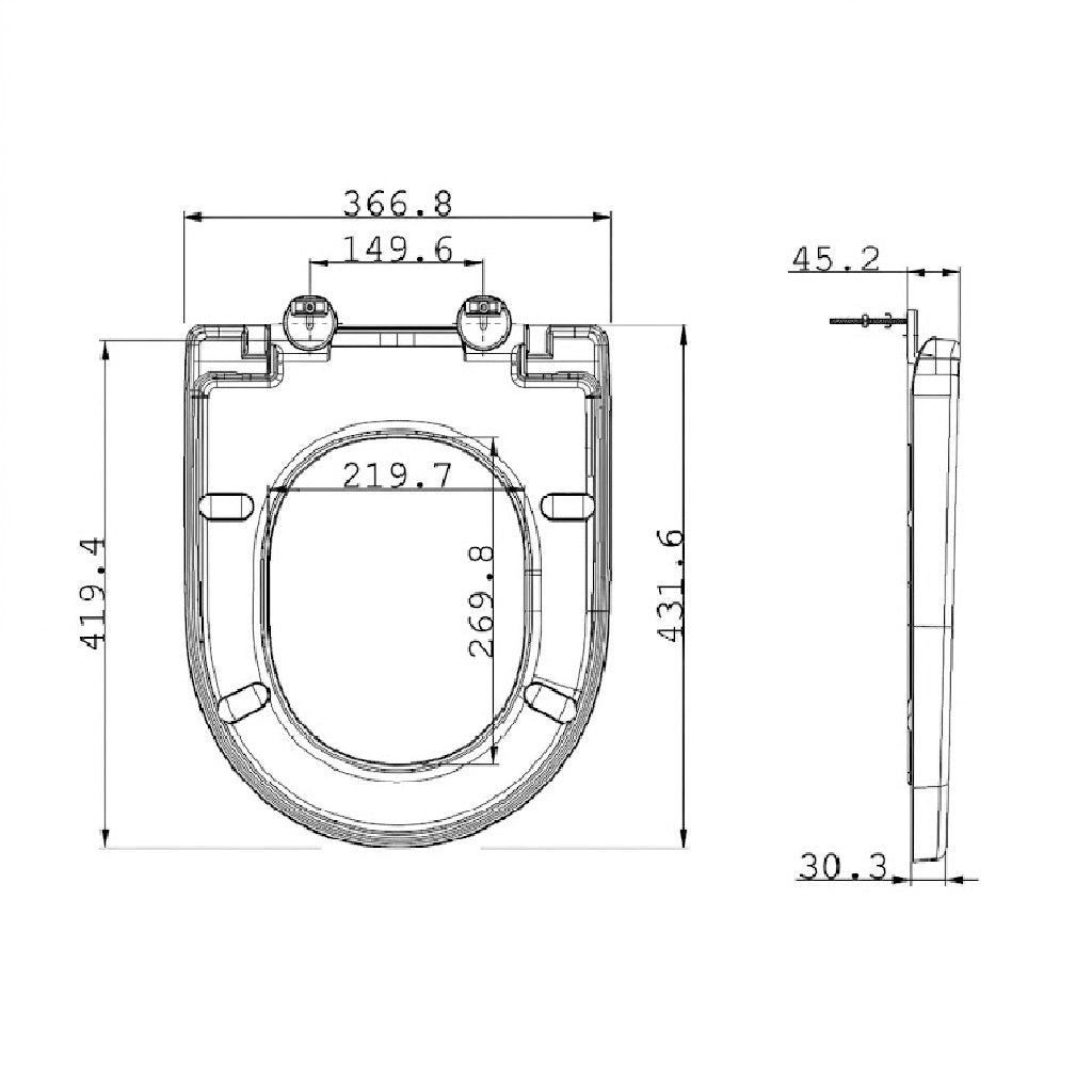 Rimini Modern D Shape Soft Close Toilet Seat - White