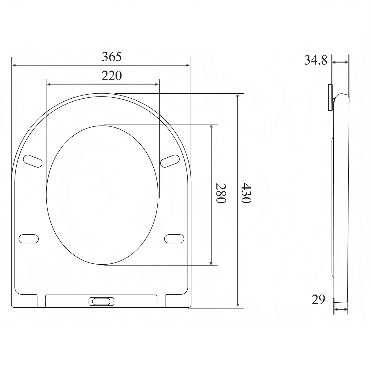 Rimini Modern D Shape Soft Close Toilet Seat - White
