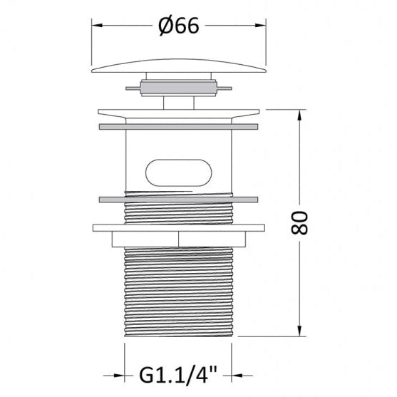 Flow Round Slotted Push Button Basin Waste - Chrome
