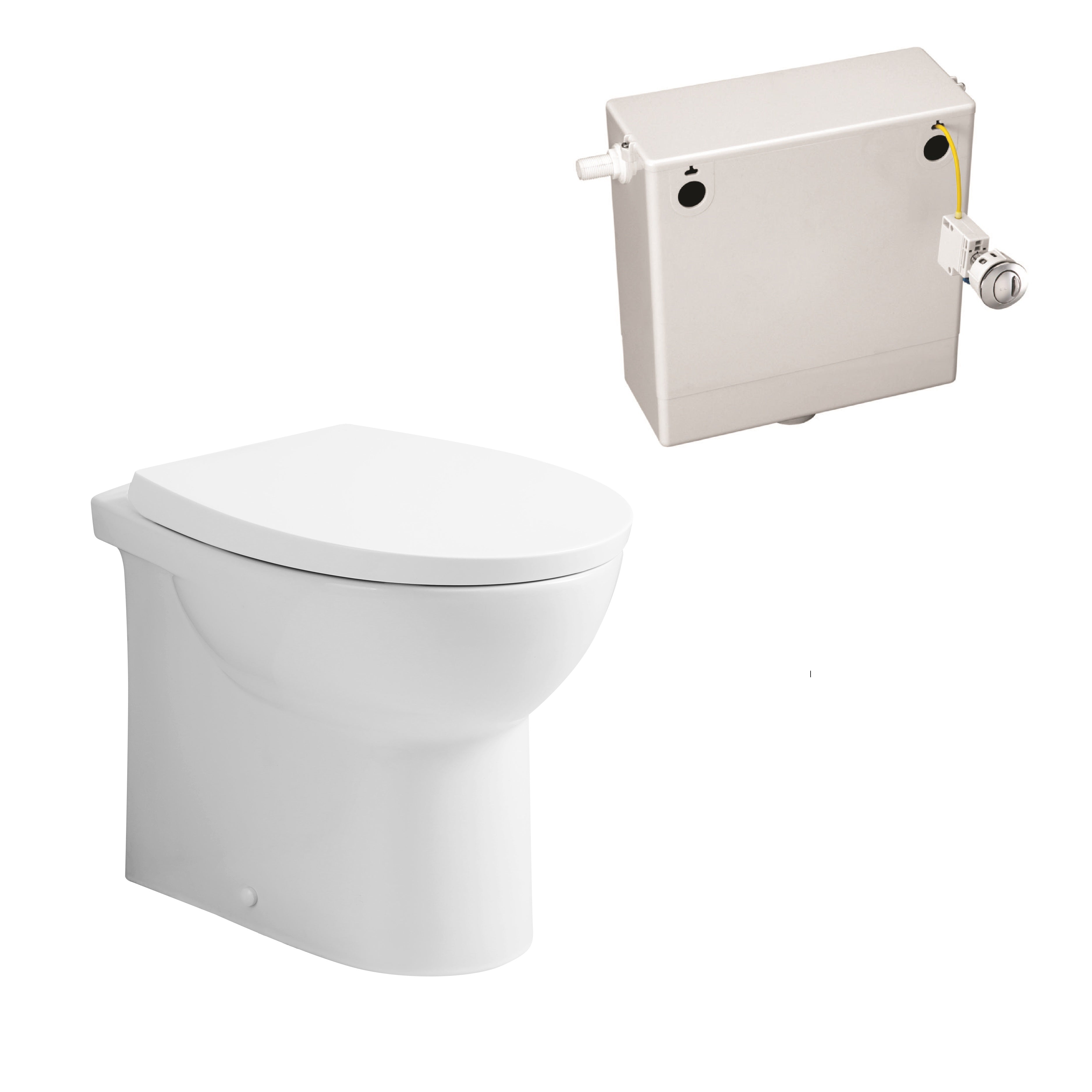 Basics Rimless Back to Wall Toilet with Soft Close Seat - White