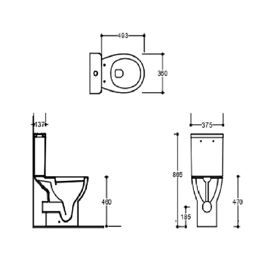 Echo Rimless Comfort Height Close Coupled Toilet With Cistern & Seat - White