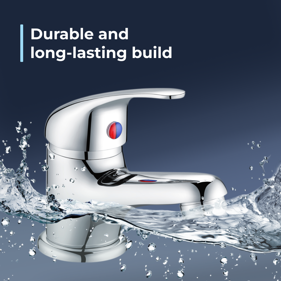 Eco Mono Basin Mixer Tap with Push Button Waste - Chrome