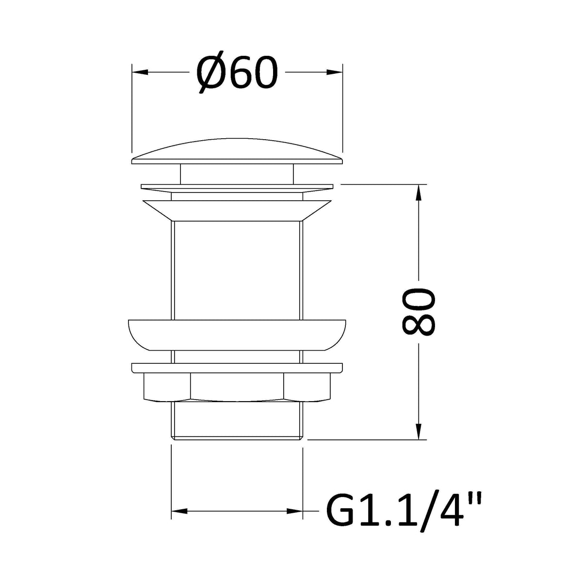Forest Unslotted Push Button Basin Waste - Chrome