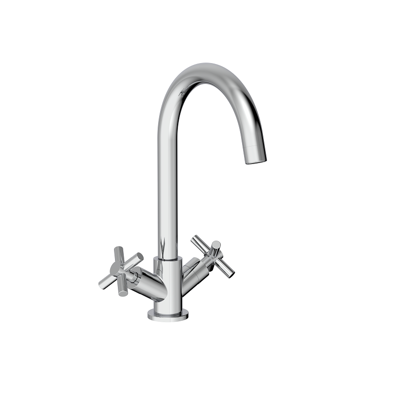 Elmbridge Crosshead Basin Mixer Tap with Click Clack Waste - Chrome