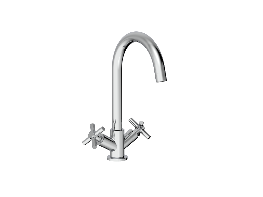 Elmbridge Crosshead Basin Mixer Tap with Click Clack Waste - Chrome