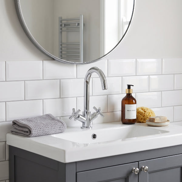 Elmbridge Crosshead Basin Mixer Tap with Click Clack Waste - Chrome