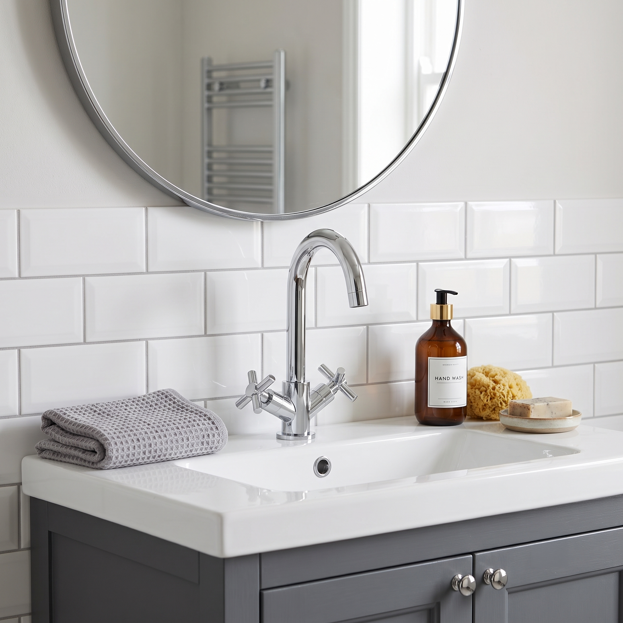Elmbridge Crosshead Basin Mixer Tap with Click Clack Waste - Chrome