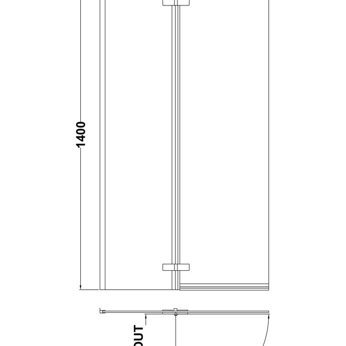Torino 5mm L-Shaped Hinged Glass Bath Screen - 1400mm x 760mm - Chrome