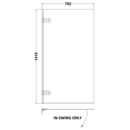 Ella 5mm Square Glass Bath Screen - 1410mm x 782mm - Chrome