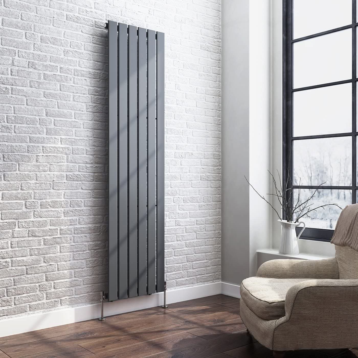 iBathUK Apex Vertical Single Slim Flat Panel Radiator, Designer Radiators, Slim Radiator