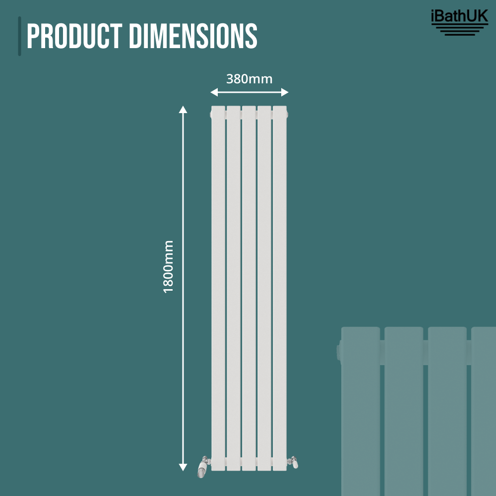 iBathUK Apex Vertical Single Slim Flat Panel Radiator, Designer Radiators, Slim Radiator