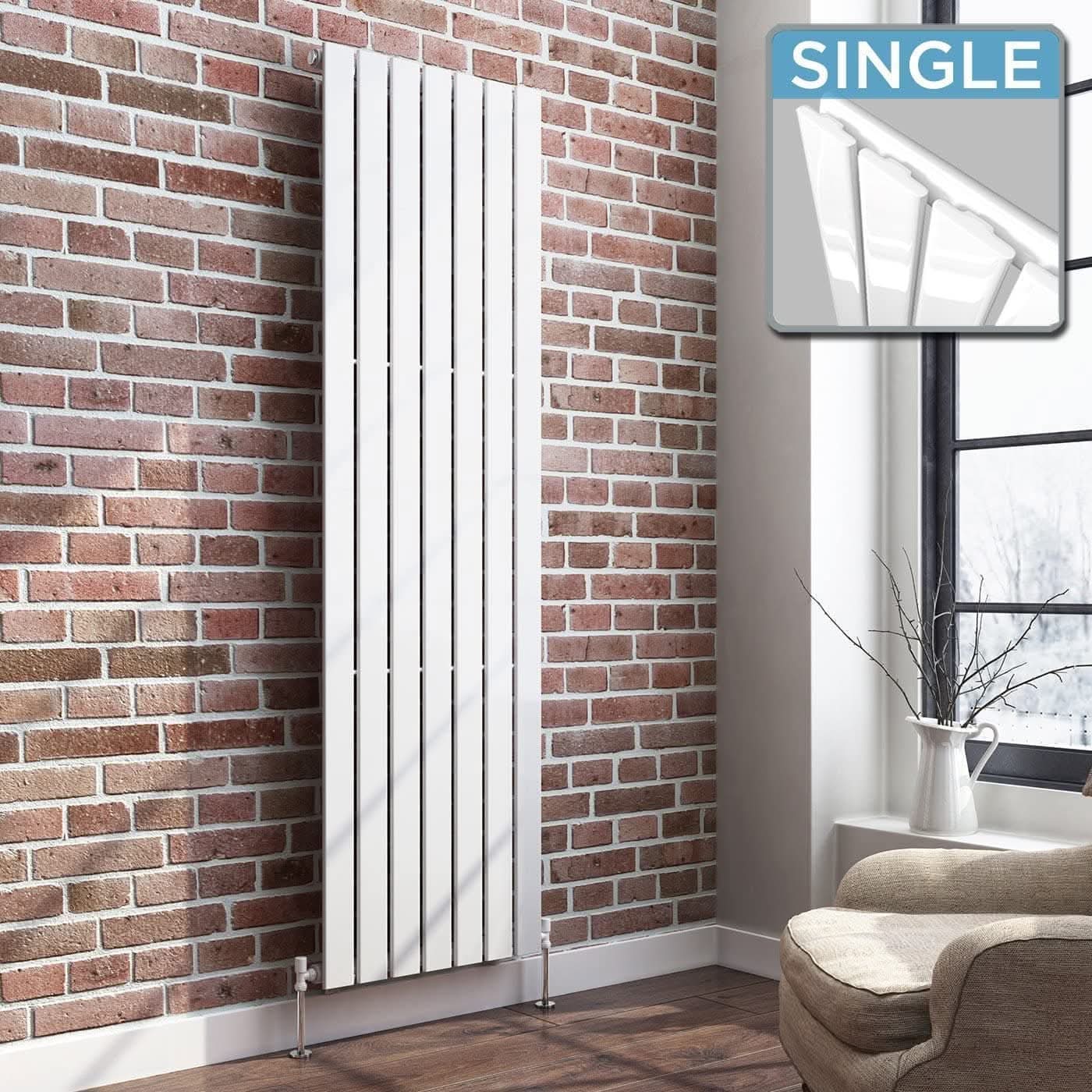 iBathUK Apex Vertical Single Slim Flat Panel Radiator, Designer Radiators, Slim Radiator