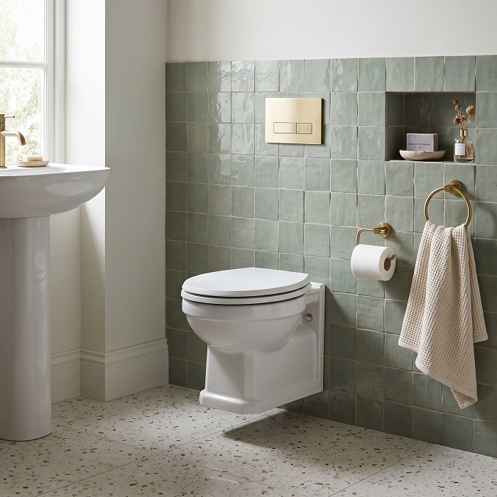 Hix Traditional Wall Hung Toilet With Seat - White