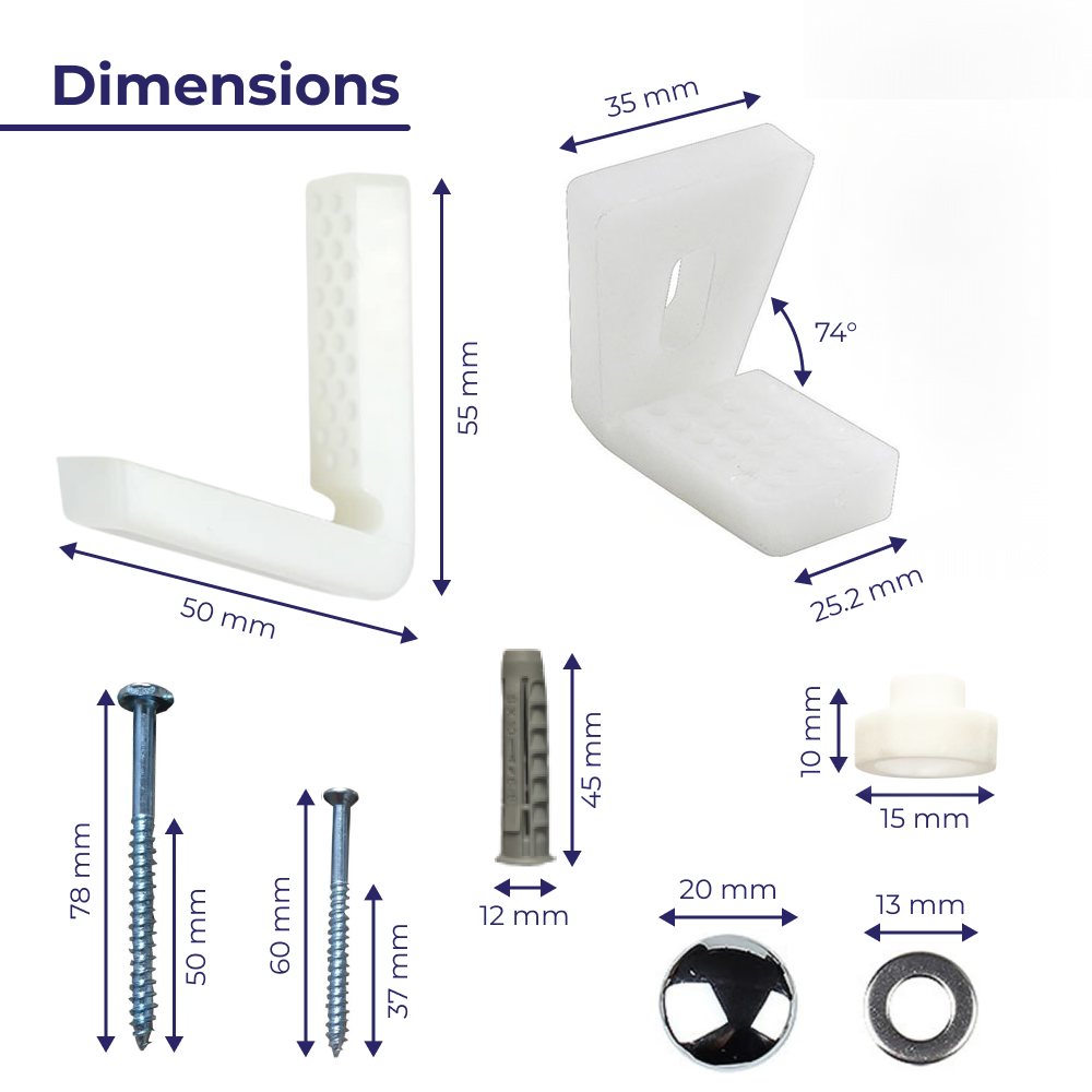 Rio Modern Floor Fixing Kit - Chrome