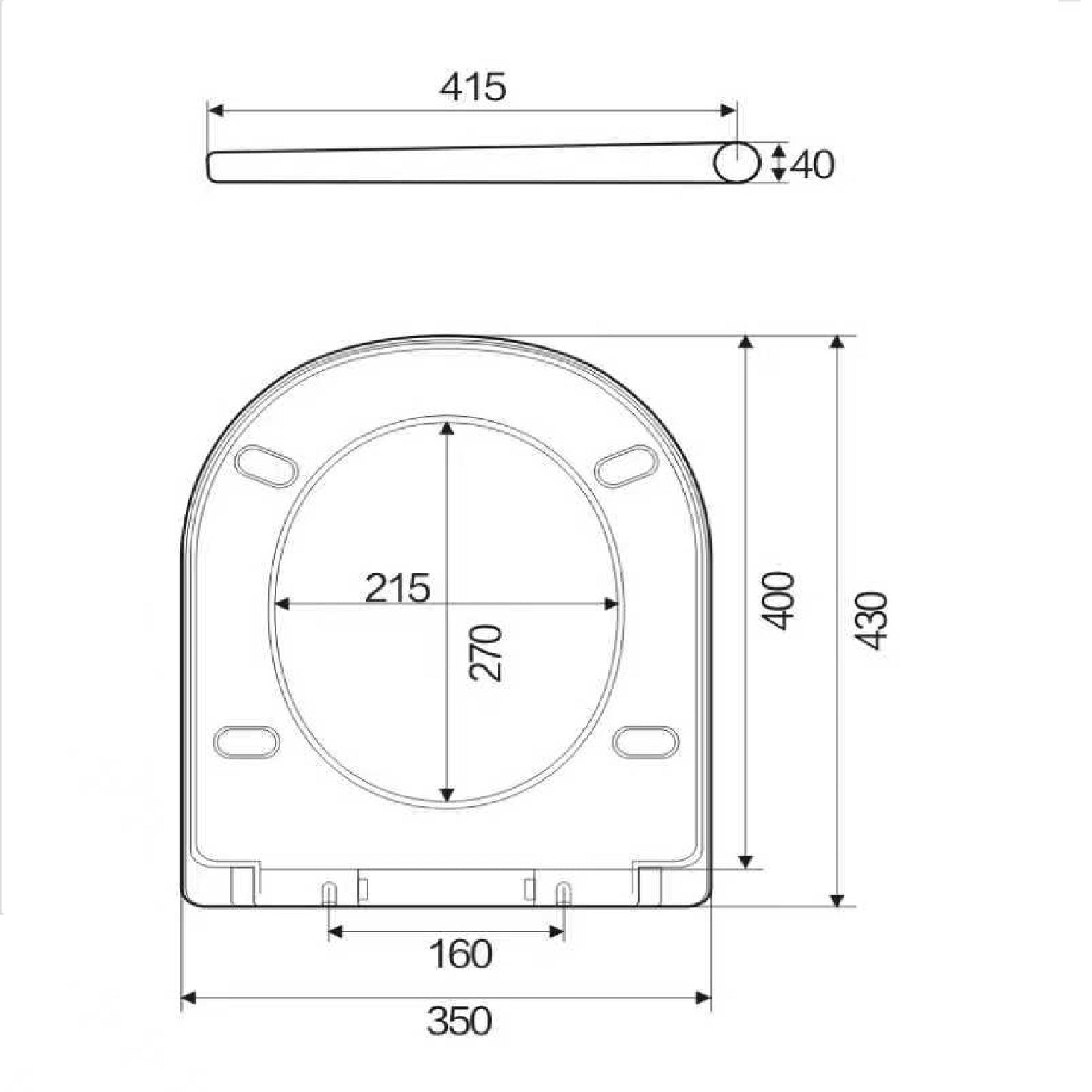 Fidenza D-shaped Soft Close Toilet Seat - White