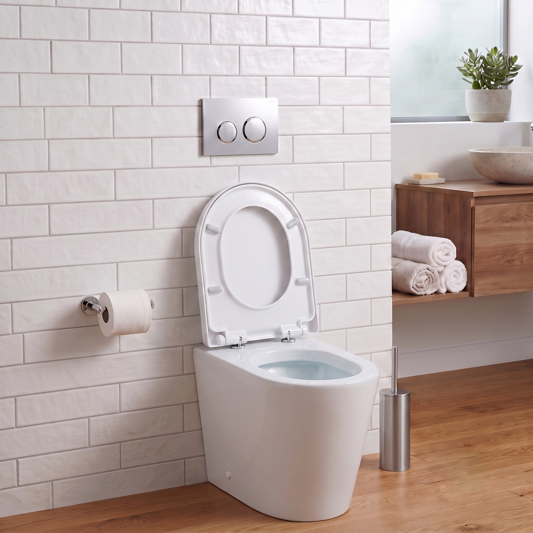 Fidenza Rimless Back to Wall Toilet with Soft Close Seat - White