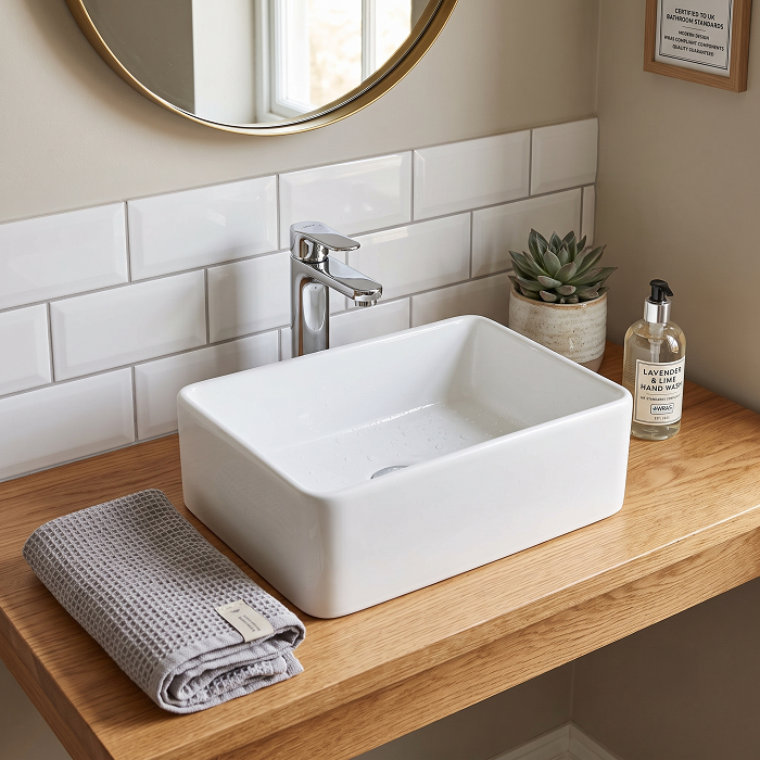 Serenity Rectangular Cloakroom Countertop Basin - 365mm Wide