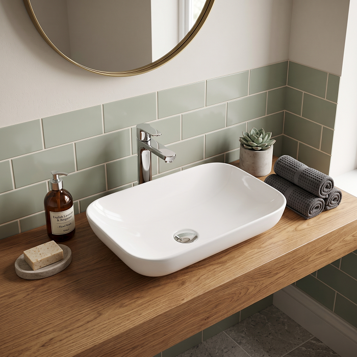 Serenity Rectangular Countertop Basin - 520mm Wide - White