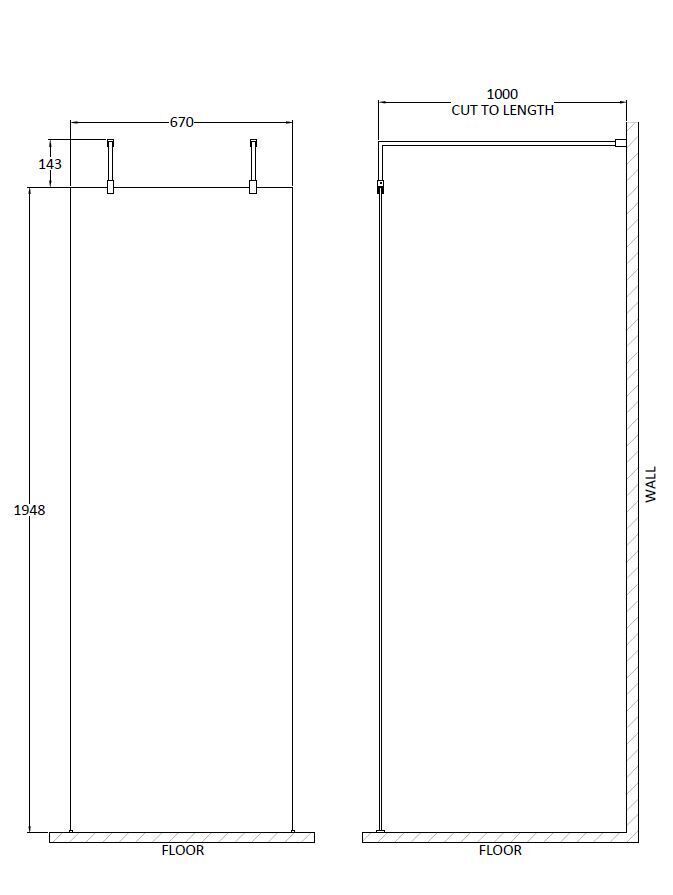 Cascade 8mm Chrome Wetroom Screen With Arms And Feet