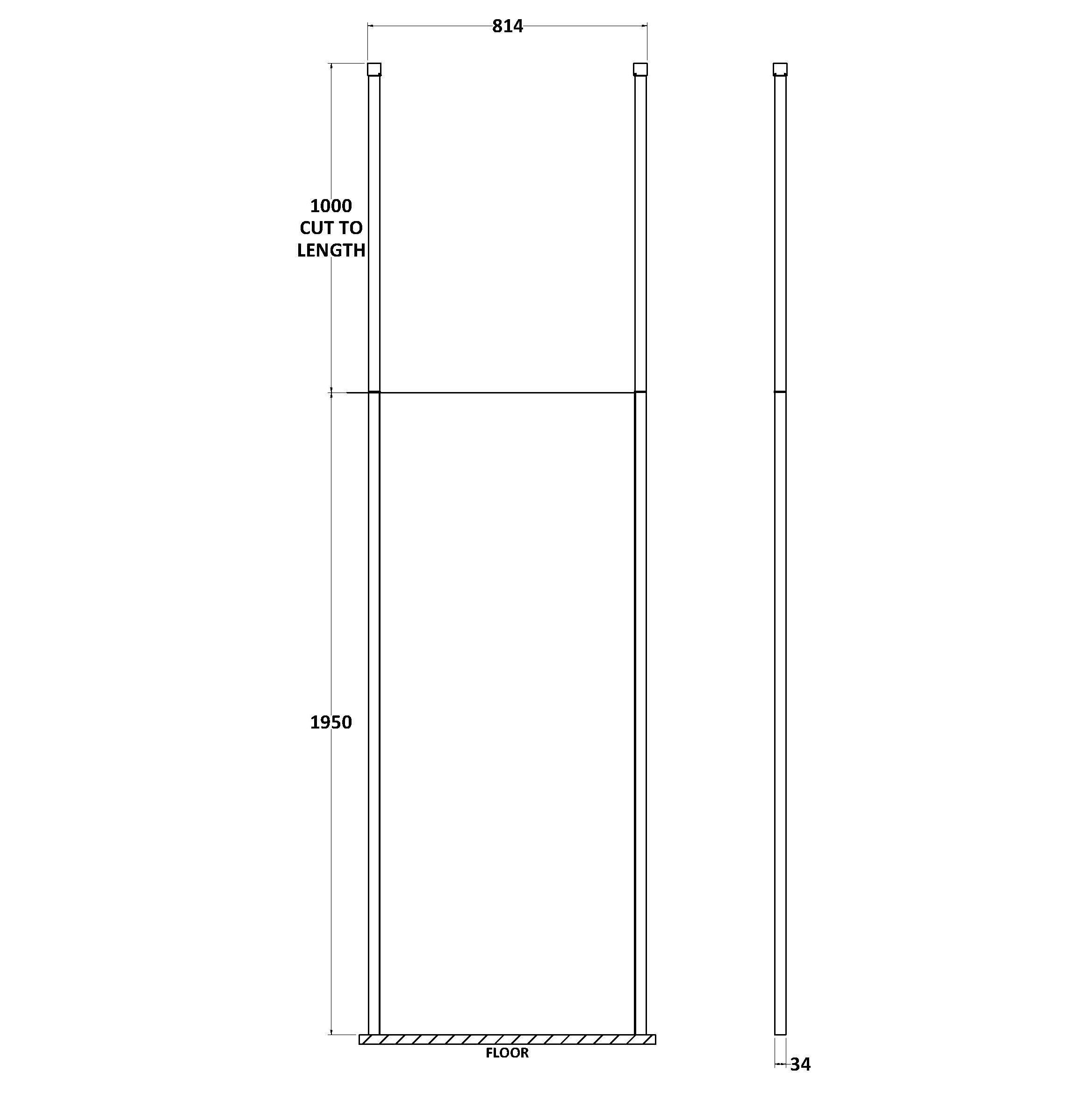 Cascade 8mm Glass Wetroom Panel With Ceiling Posts