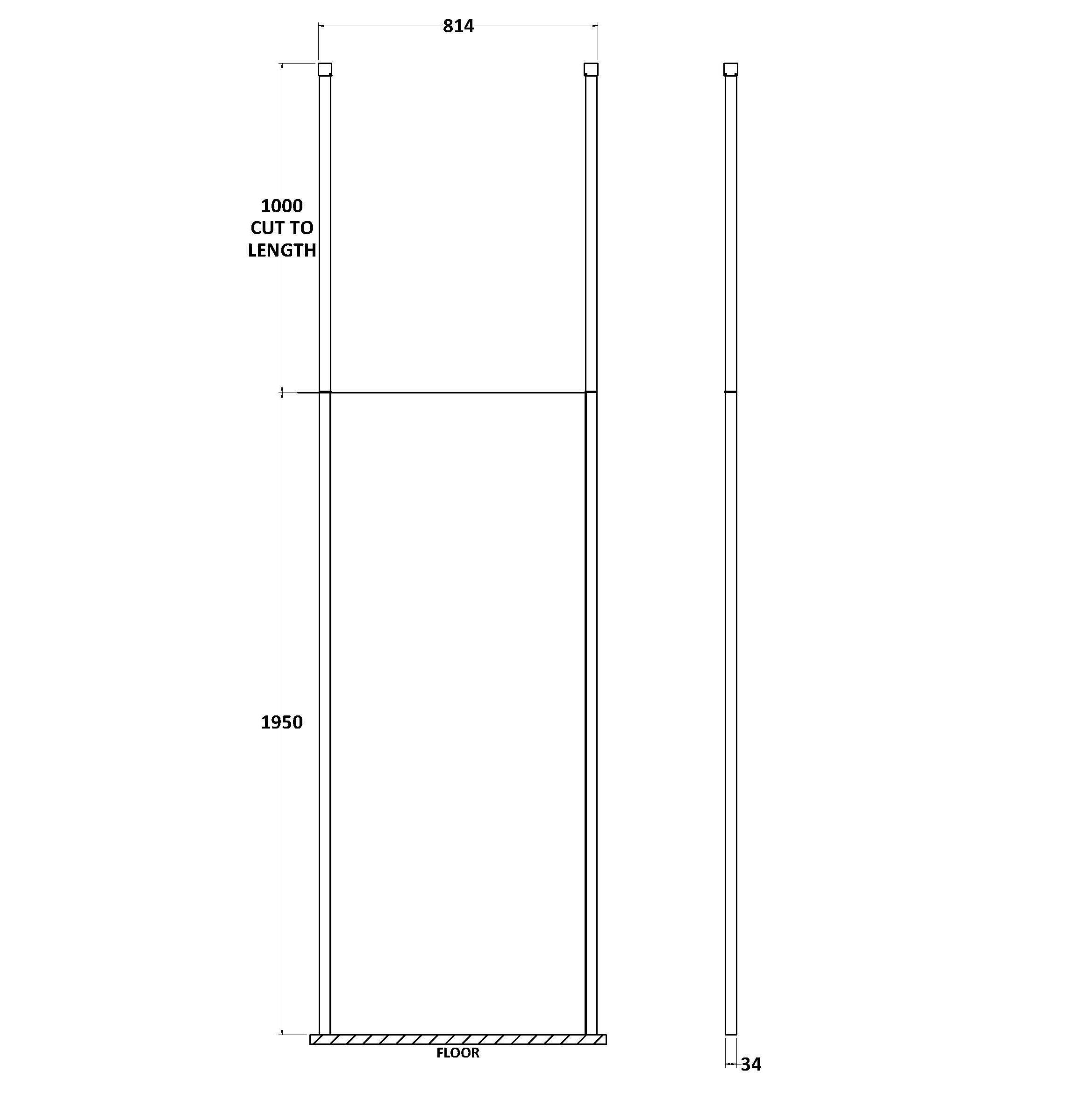 Cascade 8mm Glass Wetroom Panel With Arms And Feet