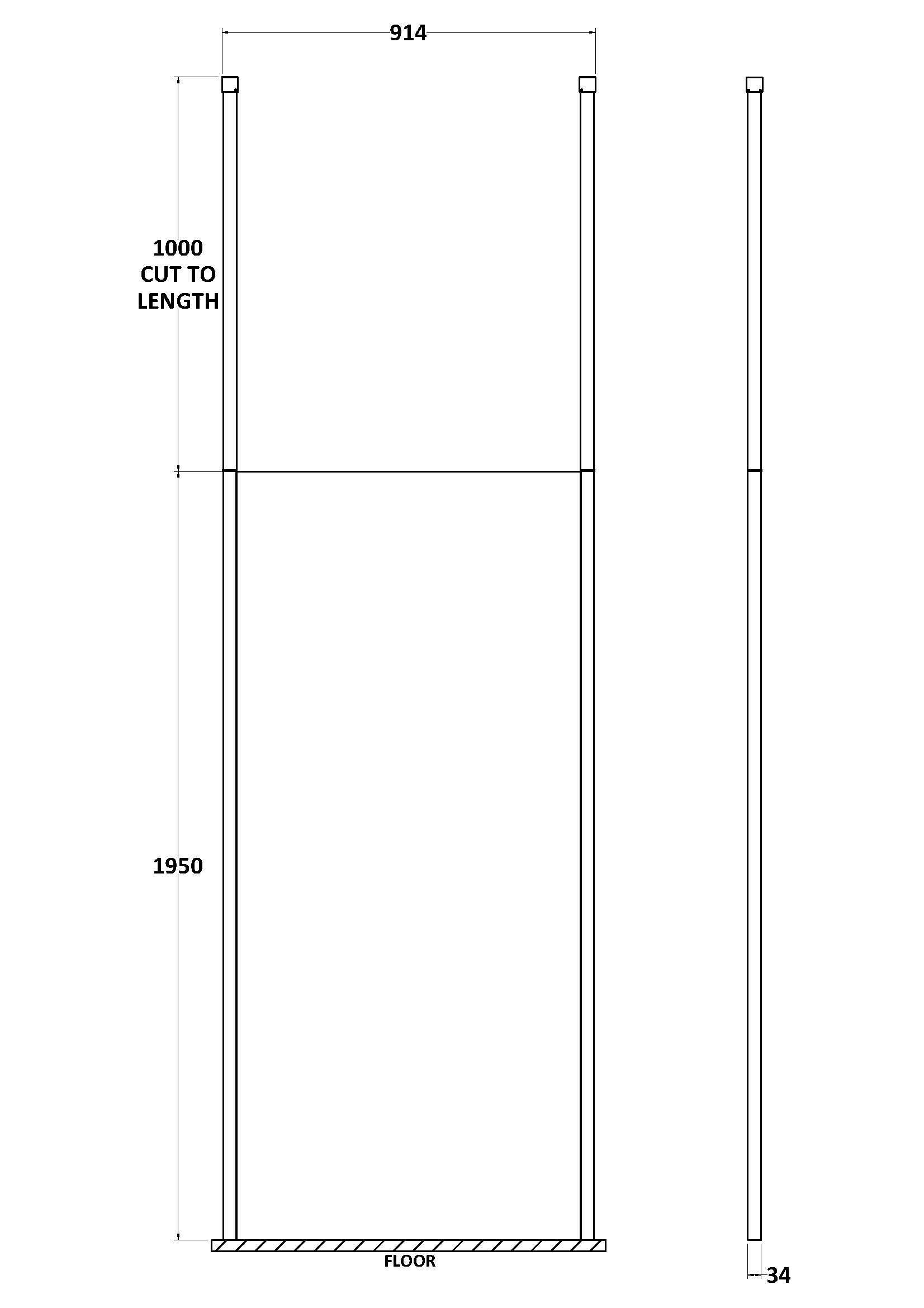 Cascade 8mm Wetroom Screen With Ceiling Posts - Aluminium