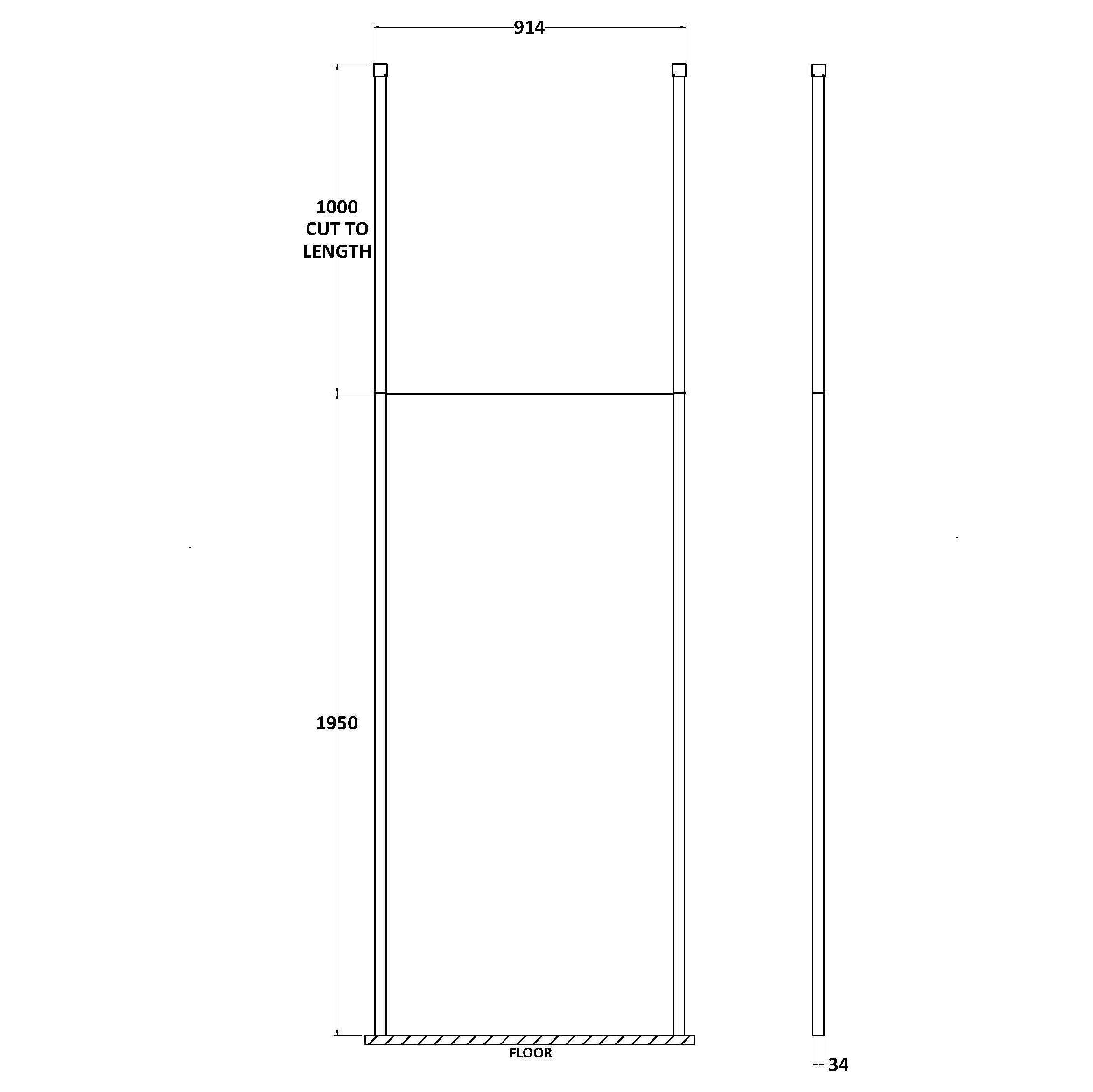 Cascade 8mm Glass Wetroom Panel With Ceiling Posts