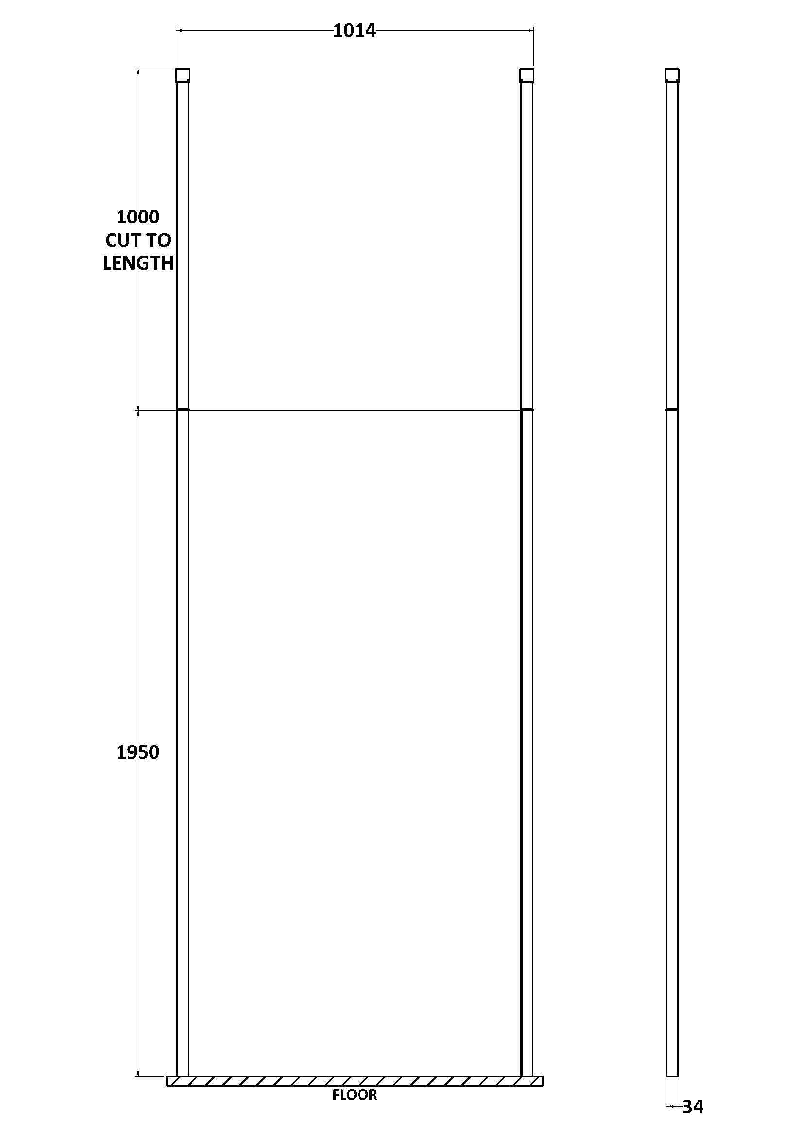 Cascade 8mm Wetroom Screen With Ceiling Posts - Aluminium