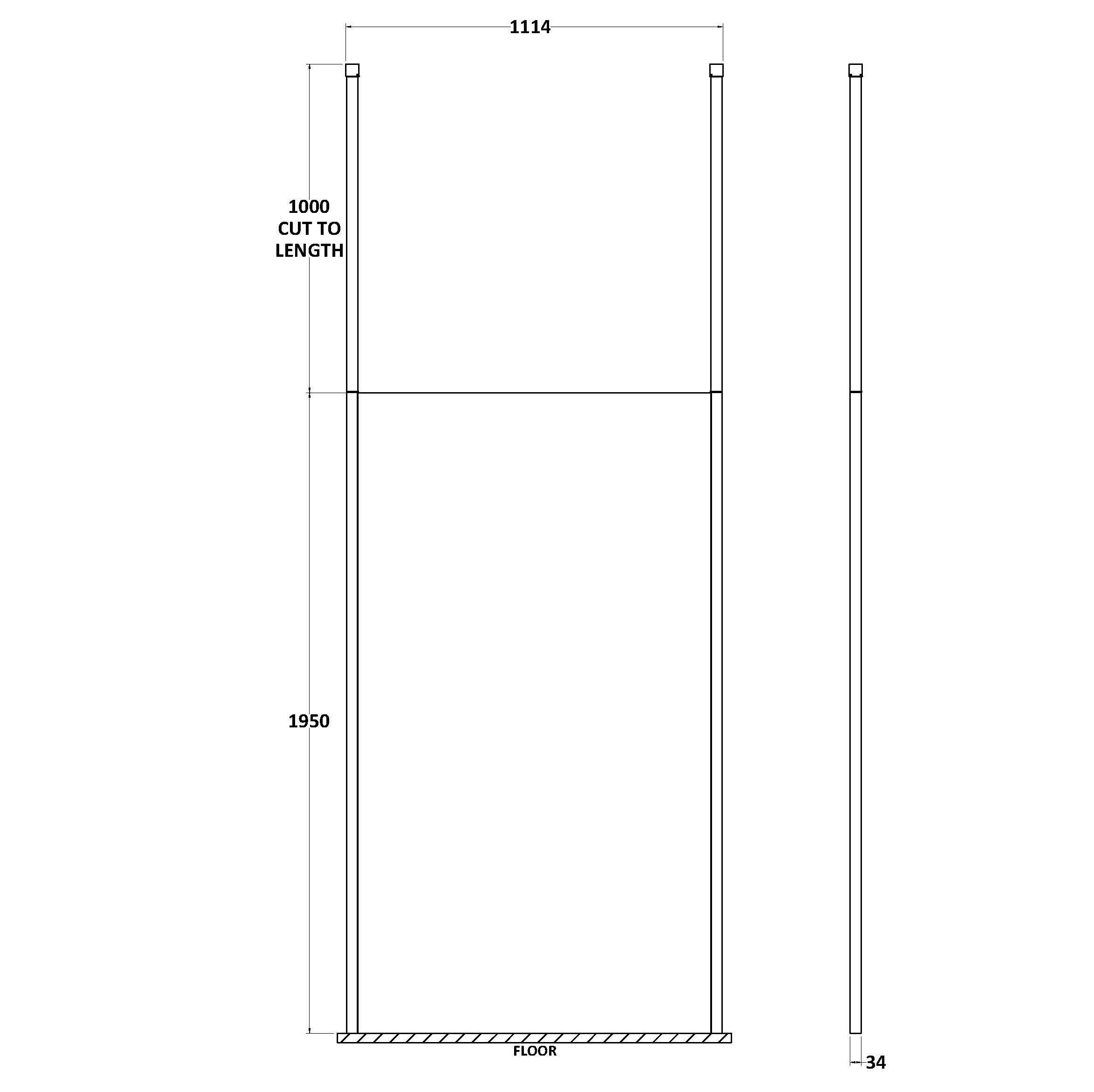 Cascade 8mm Glass Wetroom Panel With Arms And Feet