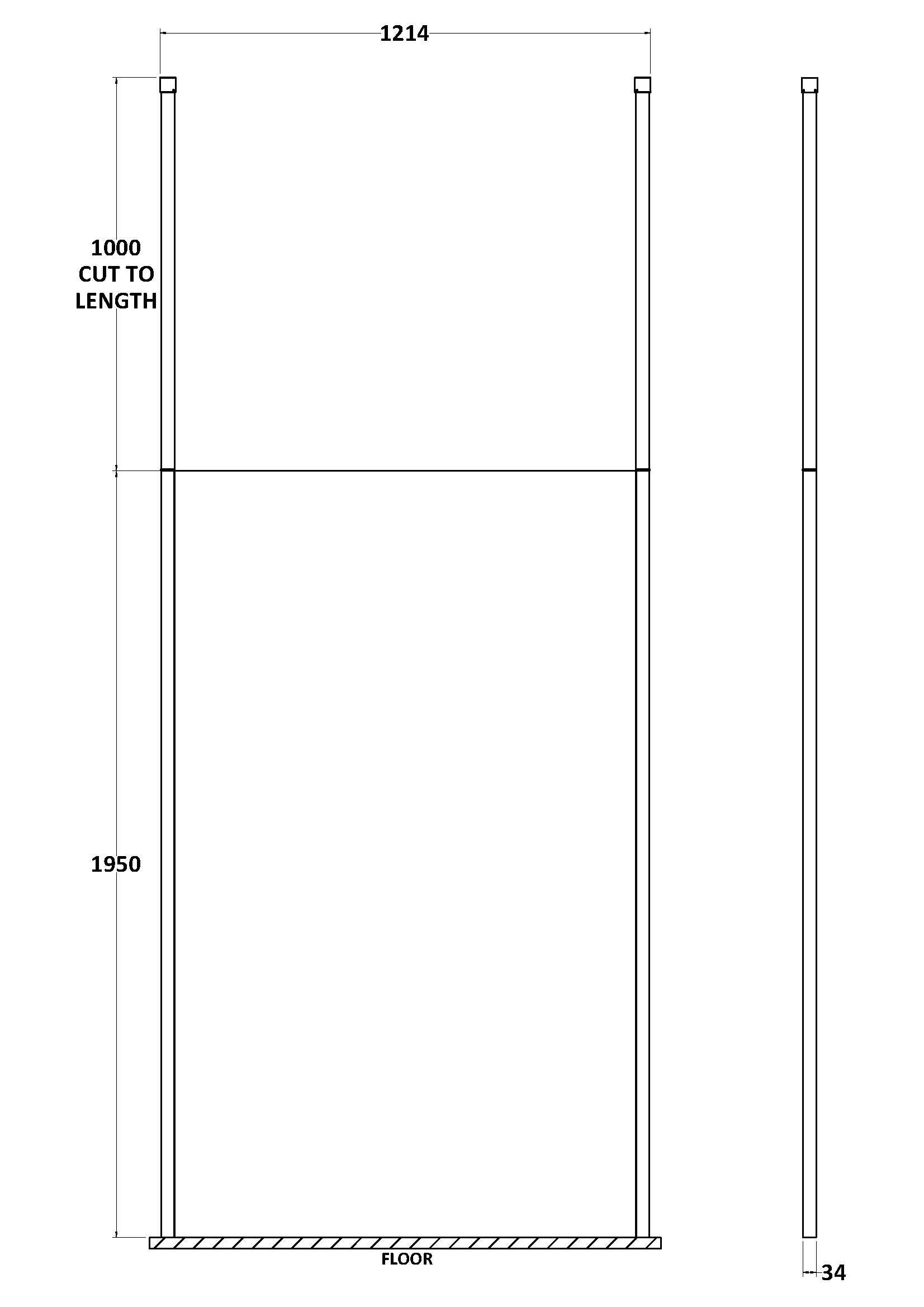 Cascade 8mm Glass Wetroom Panel With Arms And Feet