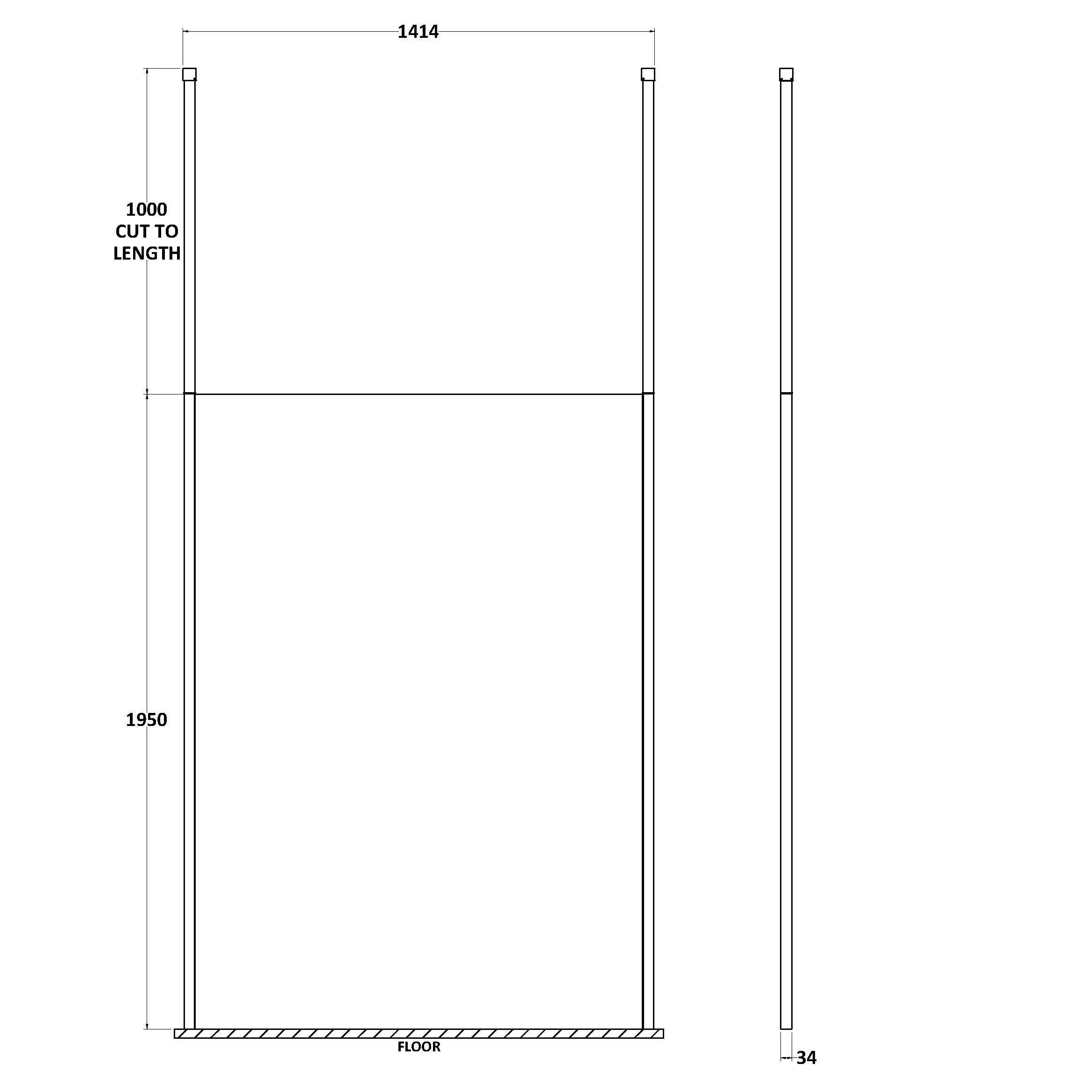 Cascade 8mm Glass Wetroom Panel With Ceiling Posts