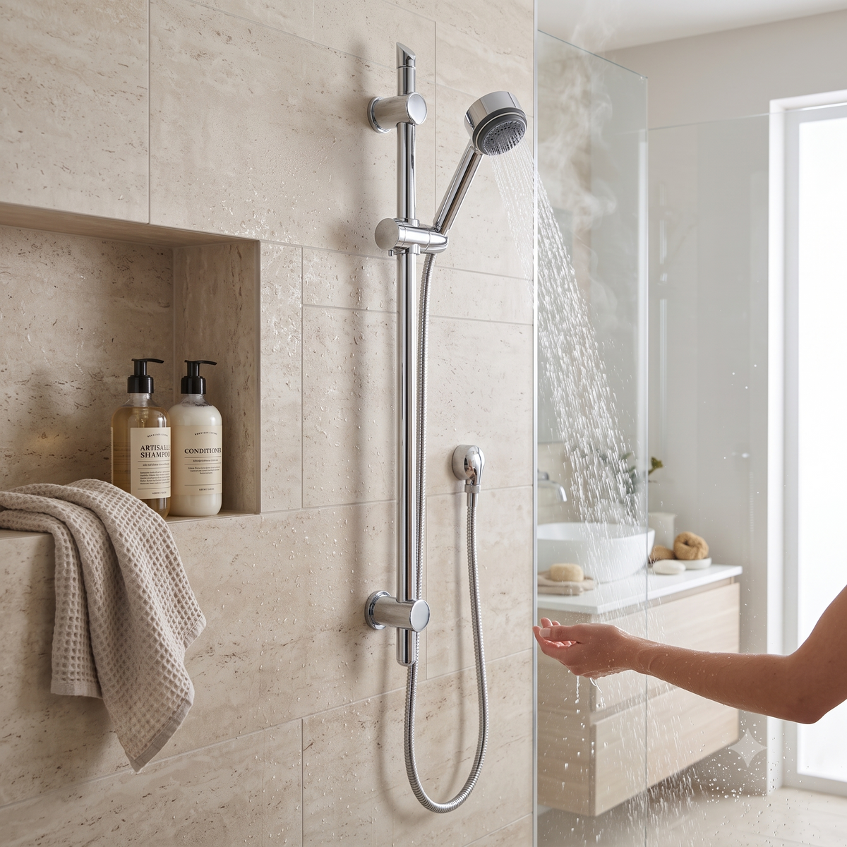 Omega Round Shower Head Slider Rail Kit - Chrome