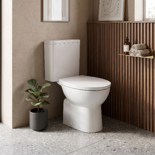 Oasis Rimless Close Coupled Toilet With Cistern & Soft Close Seat - White