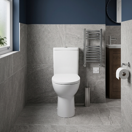 Oasis Rimless Comfort Height Close Coupled Toilet With Cistern & Soft Close Seat - White