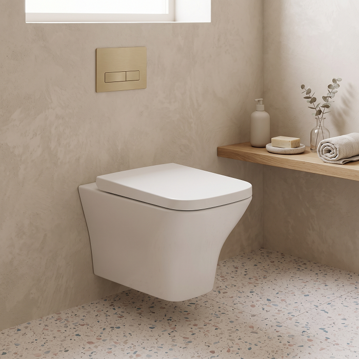 Venice Rimless Wall Hung Toilet with Soft Close Seat - White