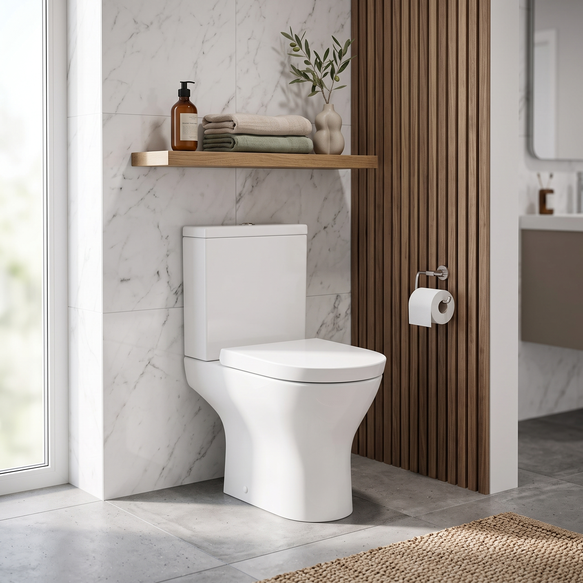 Palma Close Coupled Toilet with Cistern & Soft Close Seat - White