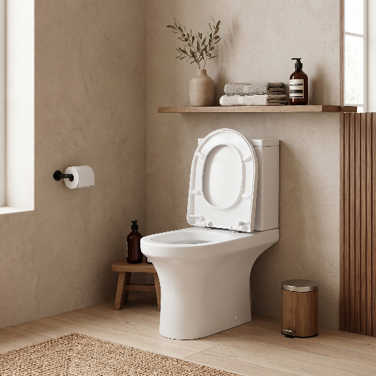 Rosmerry  Rimless Close Coupled Toilet With Cistern & Soft close Seat - White